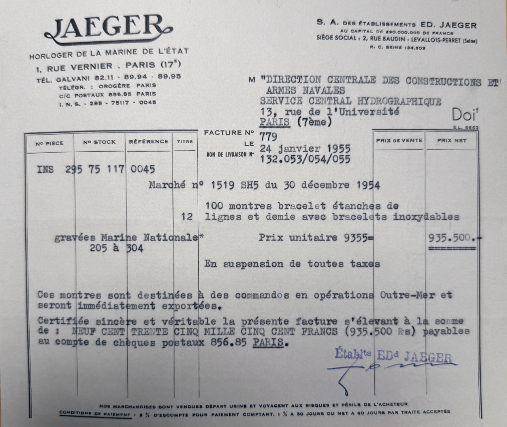 Montre de commandos Jaeger Marine Nationale&nbsp;1955