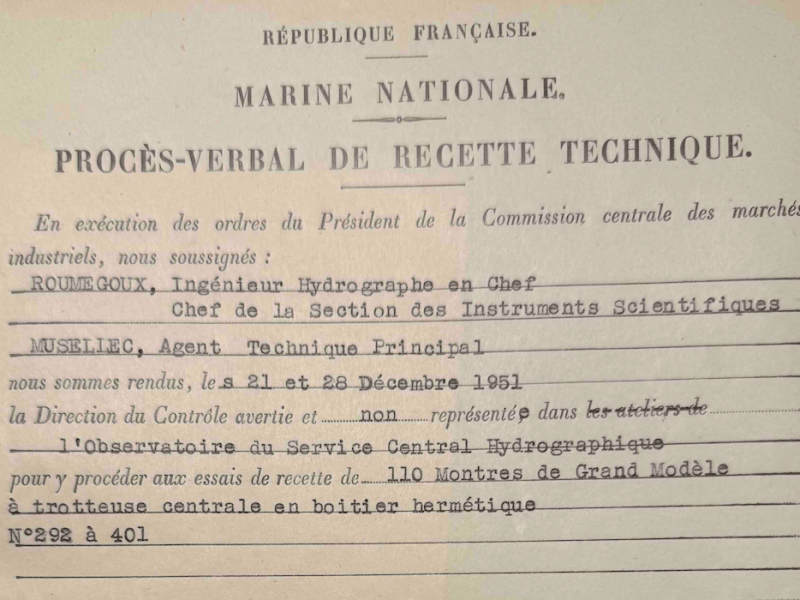Montres horloges Auricoste Marine Nationale 1951 (MN292 à&nbsp;MN401)