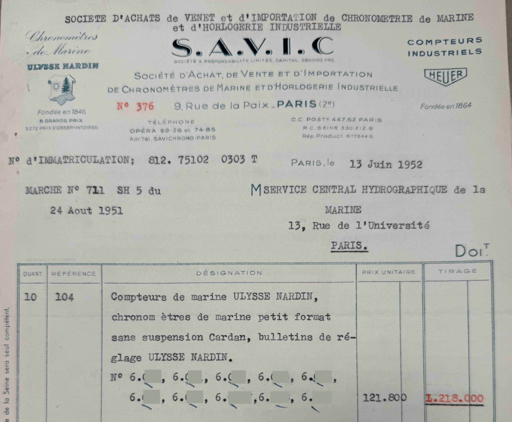Chronomètres Ulysse Nardin Marine Nationale&nbsp;1952