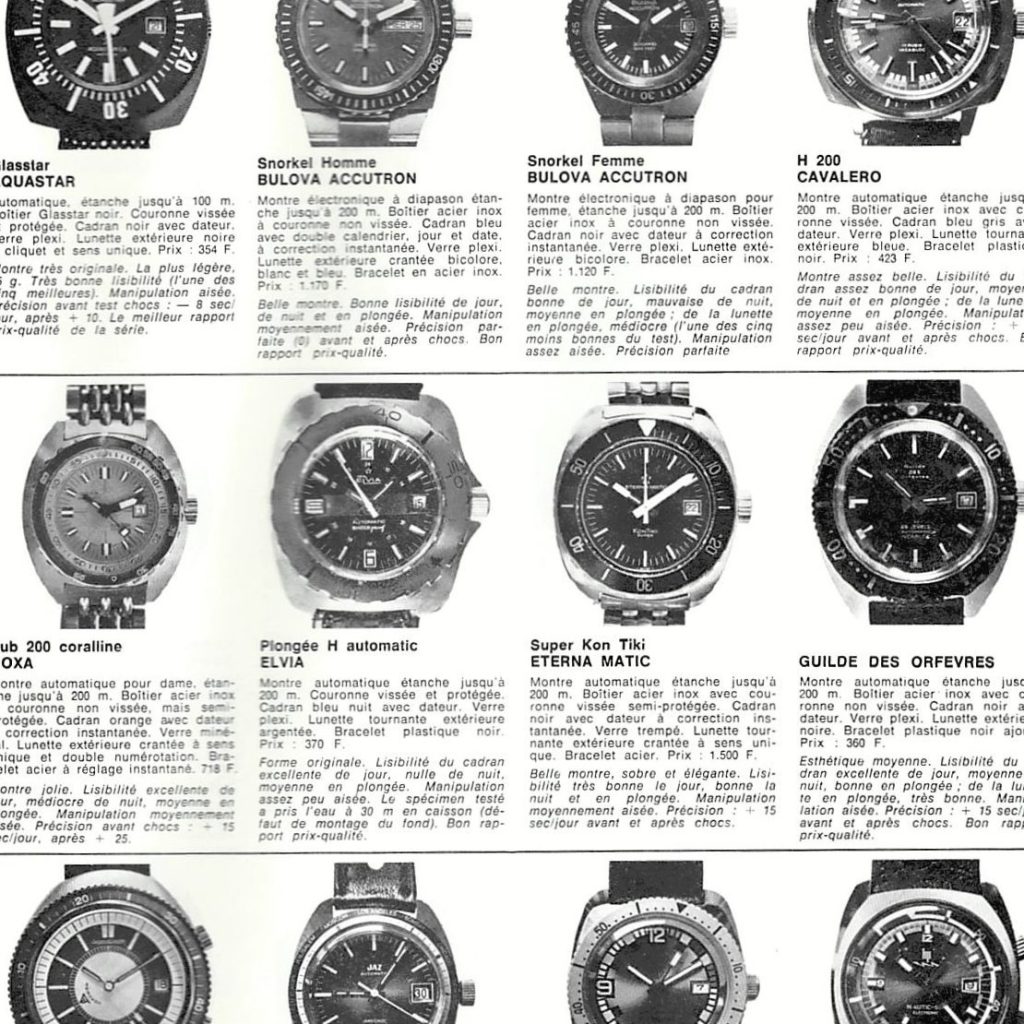 1975 – 36 montres de plongée au banc&nbsp;d&rsquo;essai